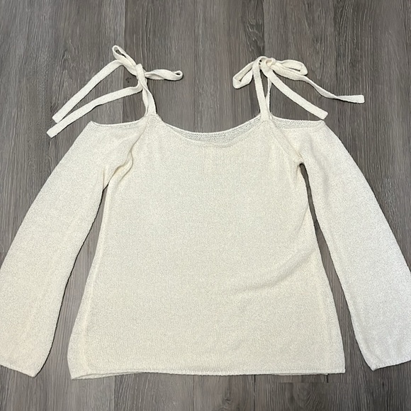 Impeccable Pig | Tie Off-the-Shoulder LS Knit Sweater Top - Picture 3 of 6